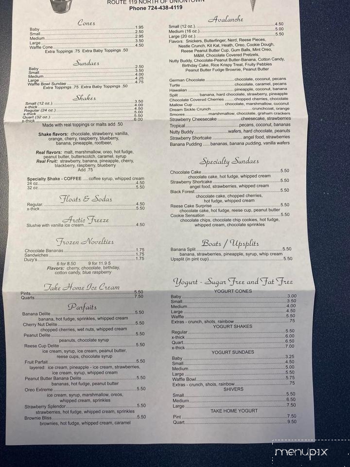 Vinny's Drive Inn - Uniontown, PA menu_pic