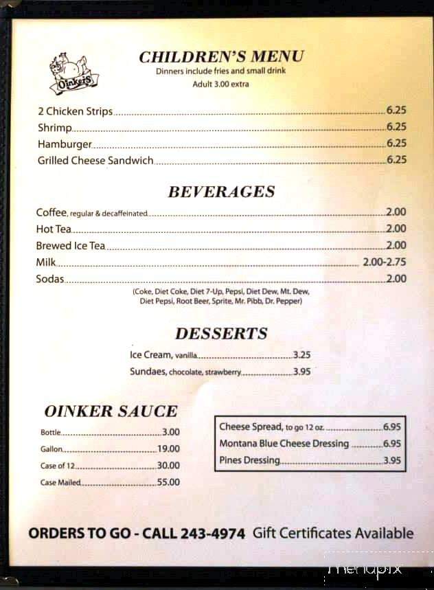 Oinkers Lounge and Grill - Atlantic, IA menu_pic