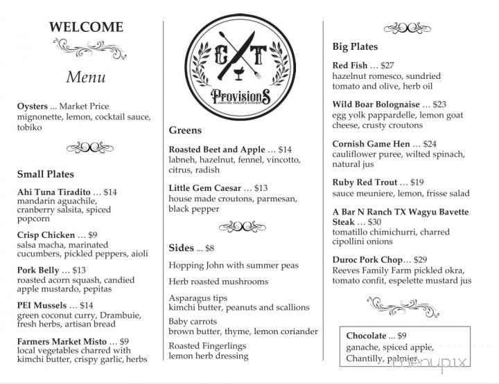 Ct Provisions Cocktail Parlor & Kitchen - McKinney, TX menu_pic