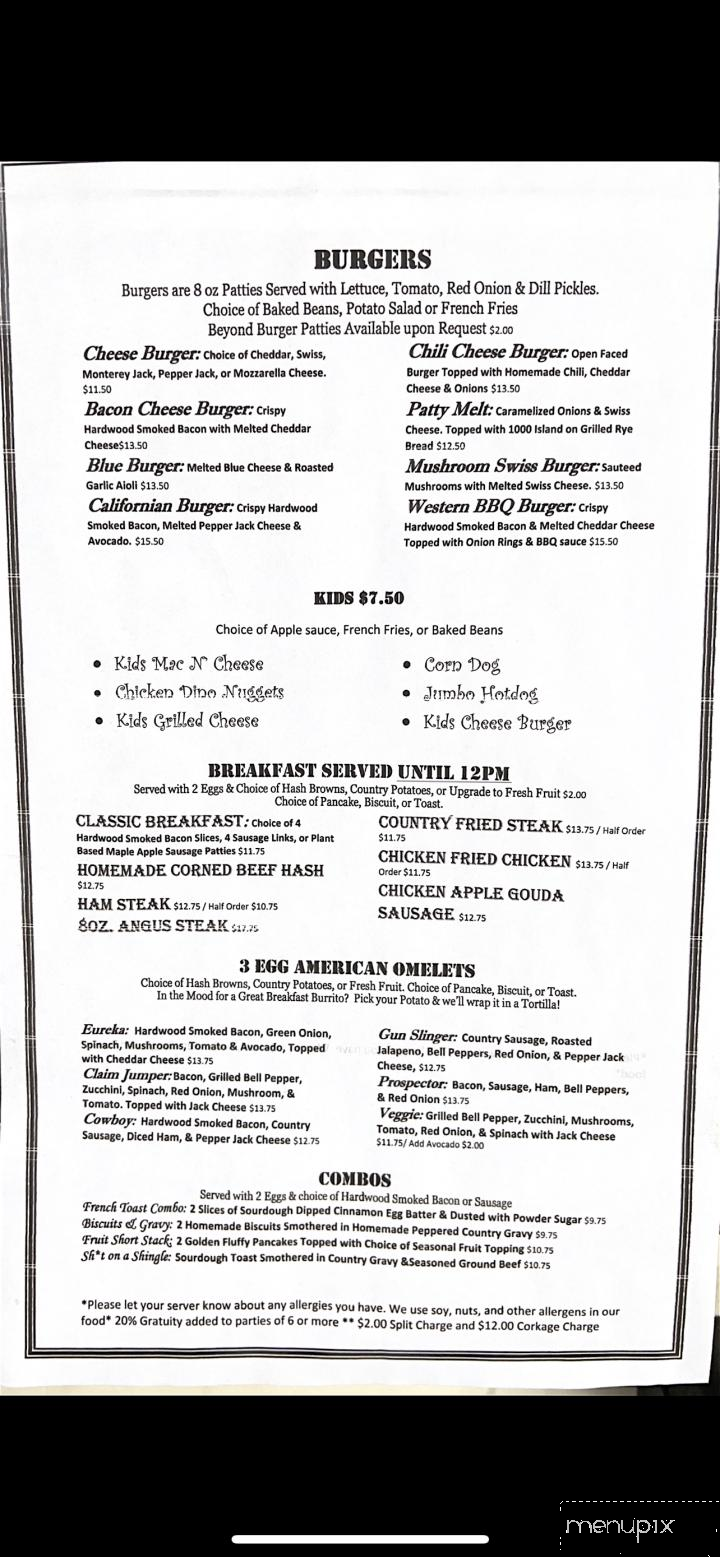 Columbia House Restaurant - Columbia, CA menu_pic