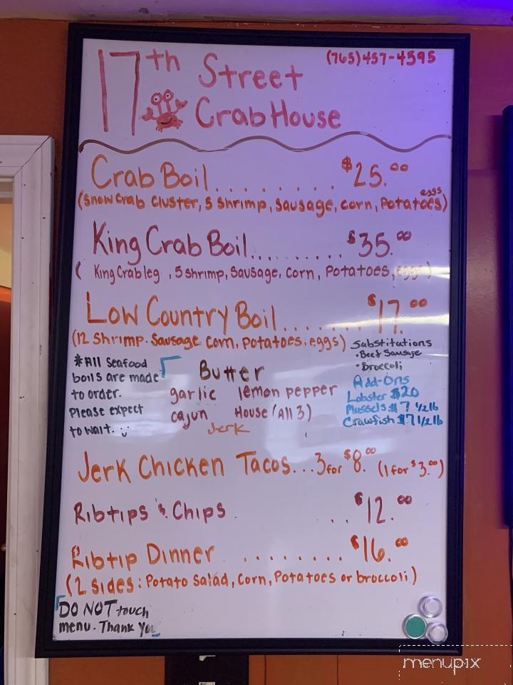 17th Street Crab House - Kokomo, IN menu_pic