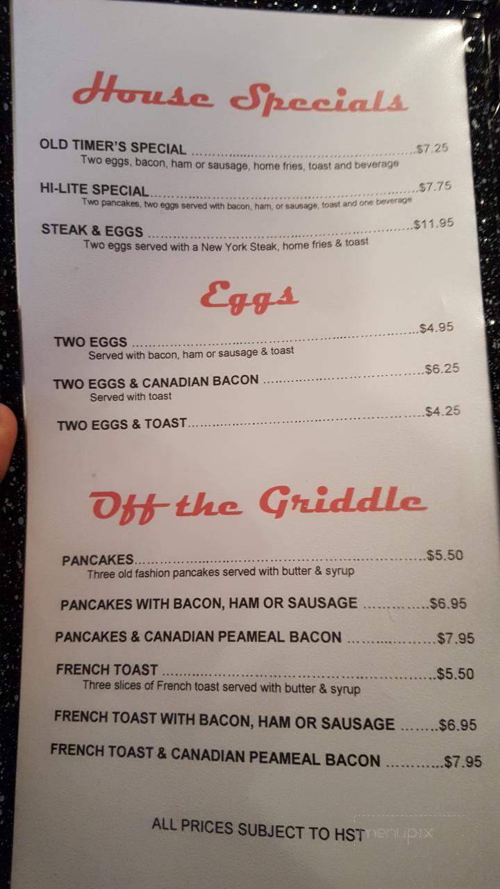 Hi-Lite Restaurant - Niagara Falls, ON menu_pic
