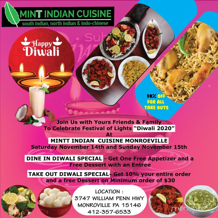 Mintt Indian Cuisine - Monroeville, PA menu_pic