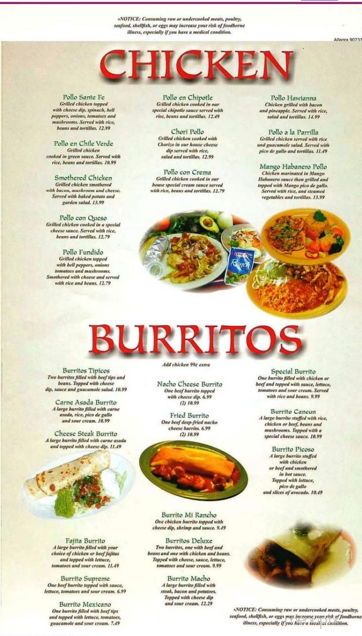 Mi Rancho Restaurante Mexicano - Clearwater, SC menu_pic