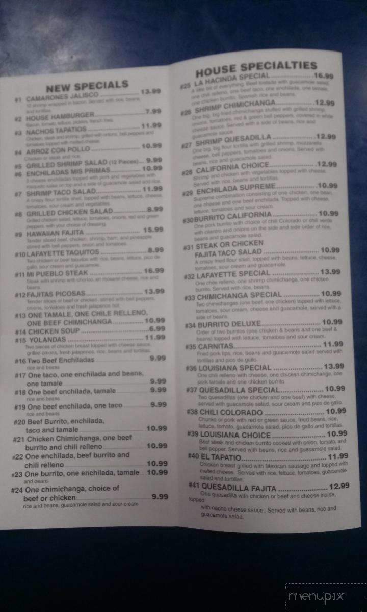 La Hacienda - Lafayette, LA menu_pic