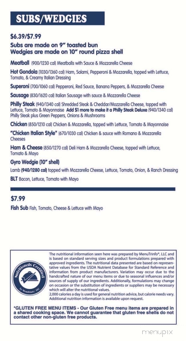 Pizza Joe's - Ambridge, PA menu_pic