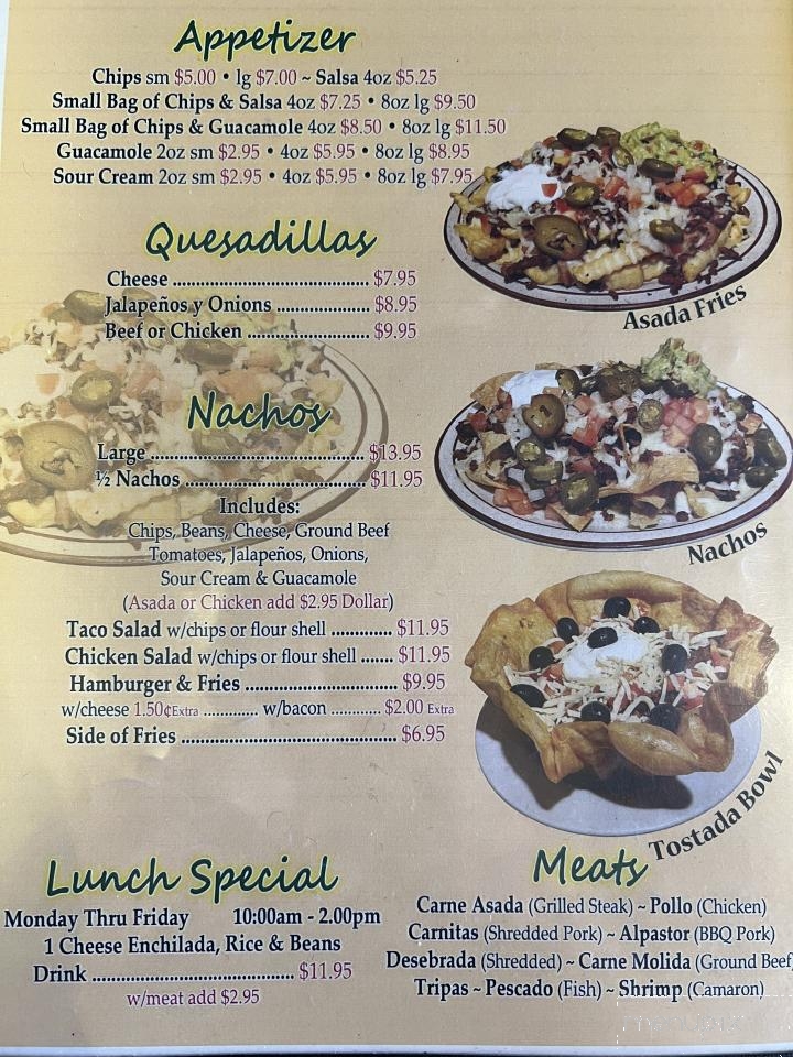 El Jacalito - Porterville, CA menu_pic