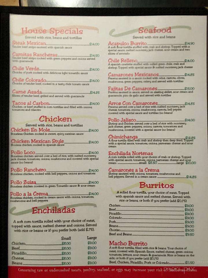 El Corral Mexican Restaurant - Langley, WA menu_pic