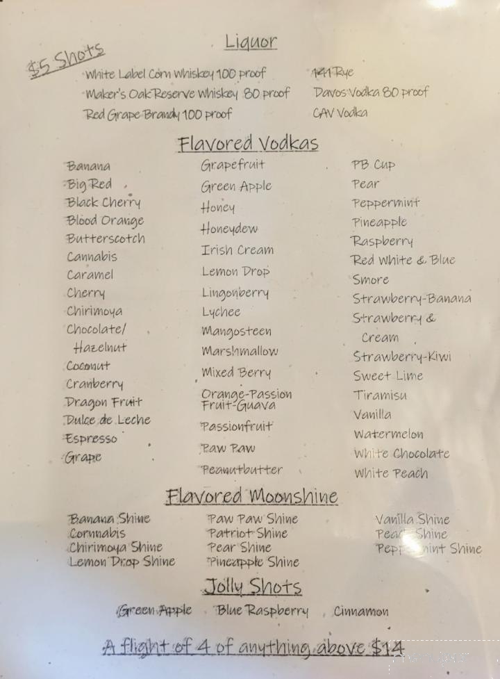 Franklin County Distilleries - Boones Mill, VA menu_pic