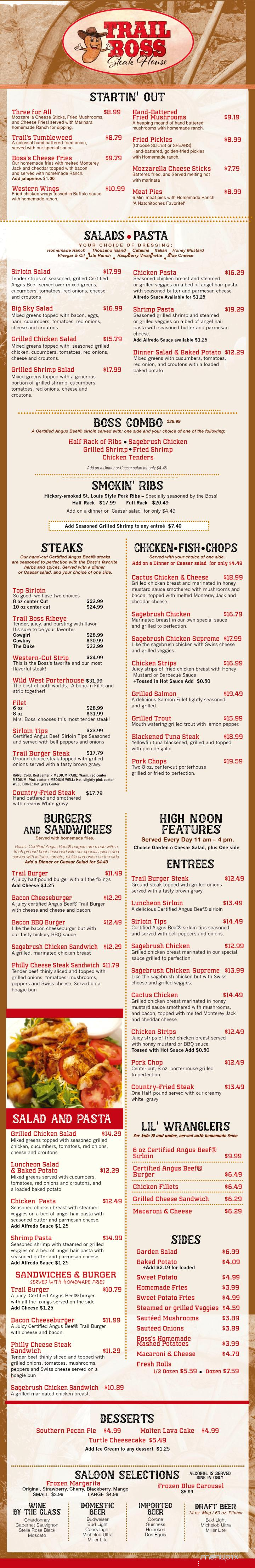 Trail Boss Steakhouse - Natchitoches, LA menu_pic