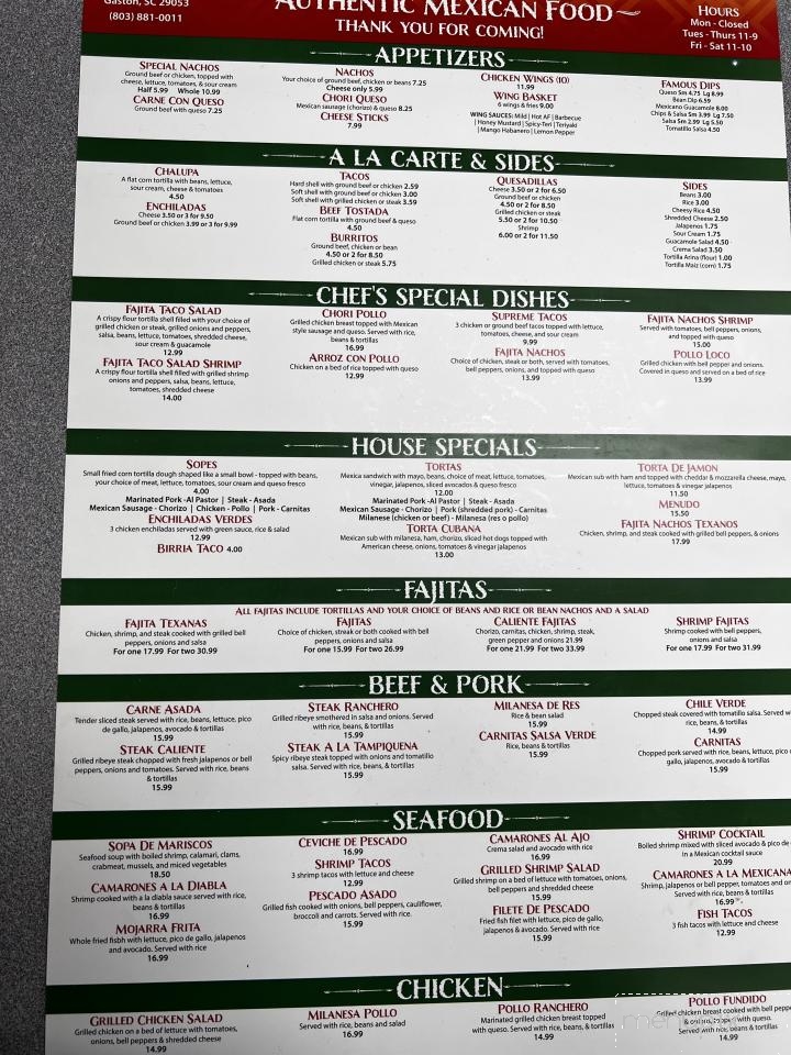 Taqueria Chile Caliente - Gaston, SC menu_pic