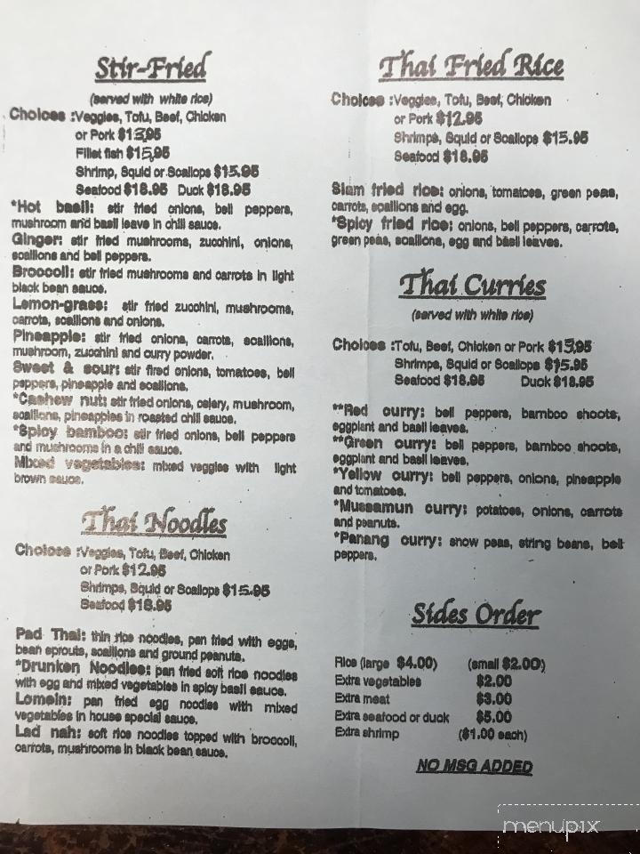 Bangkok Cafe - North Conway, NH menu_pic