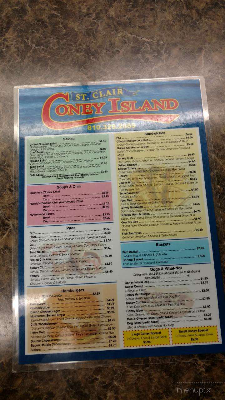 Coney Island - St Clair, MI menu_pic