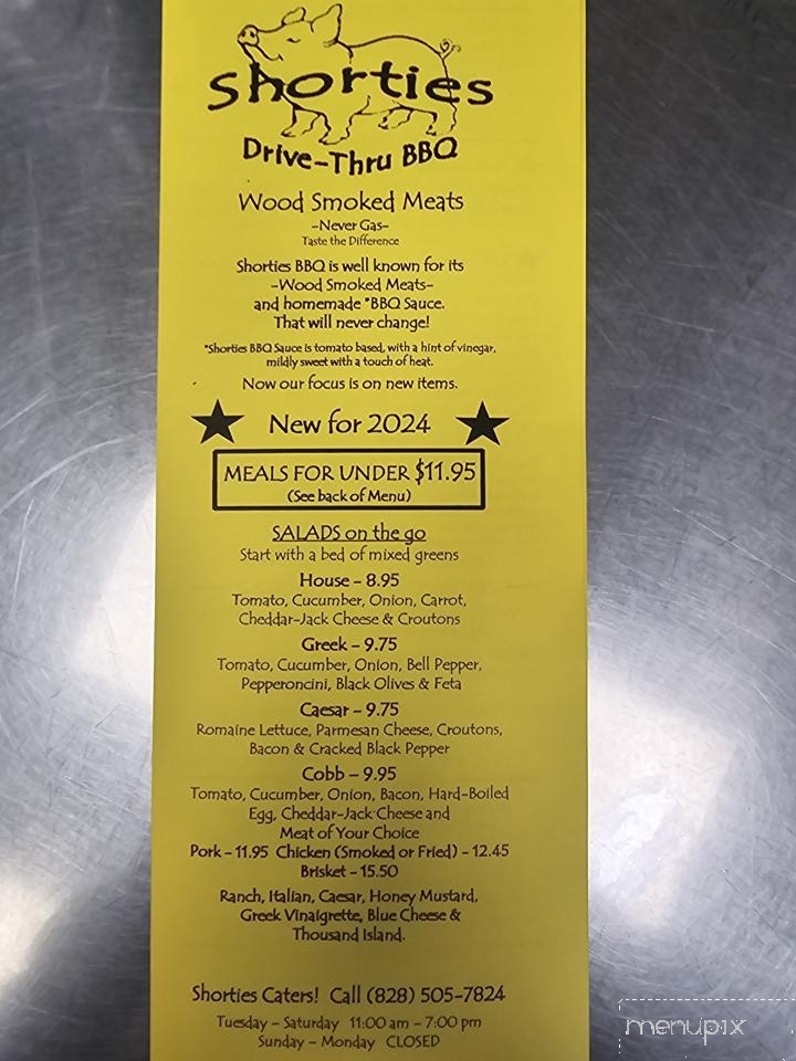 Shorties Drive-Thru BBQ - Asheville, NC menu_pic