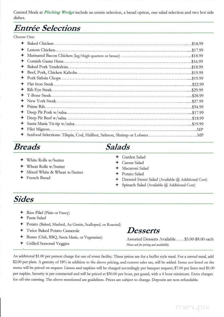 Pitching Wedge Restaurant - Tulare, CA menu_pic