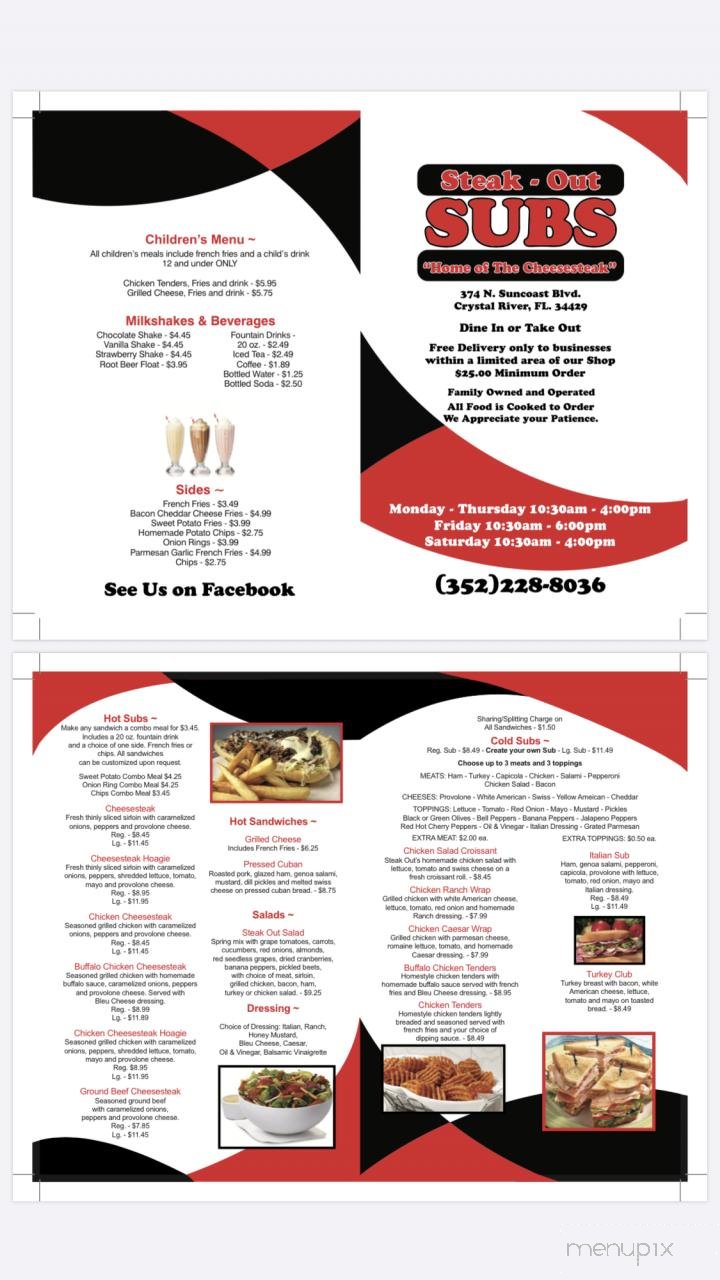 Steak Out Subs - Crystal River, FL menu_pic