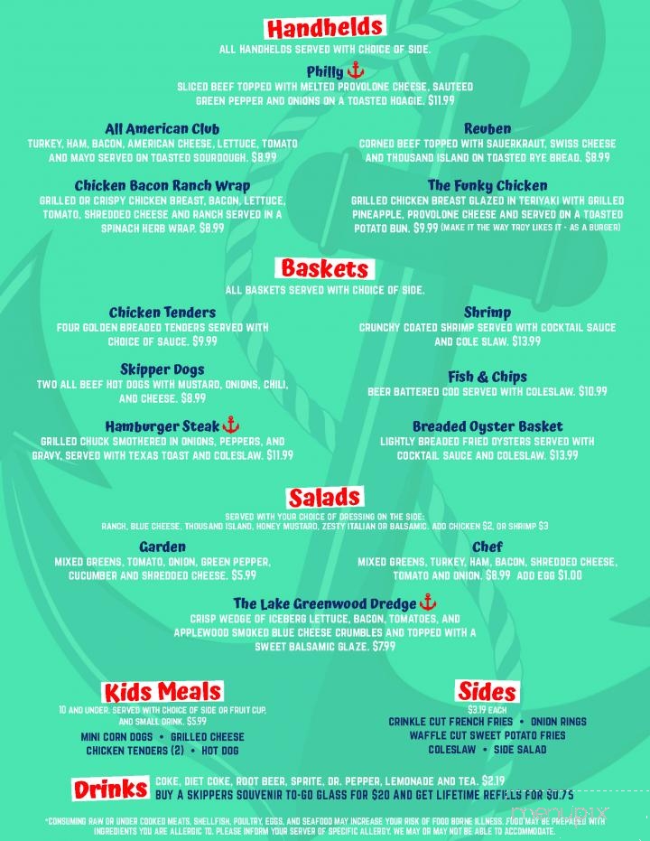 Skippers On Lake Greenwood - Cross Hill, SC menu_pic