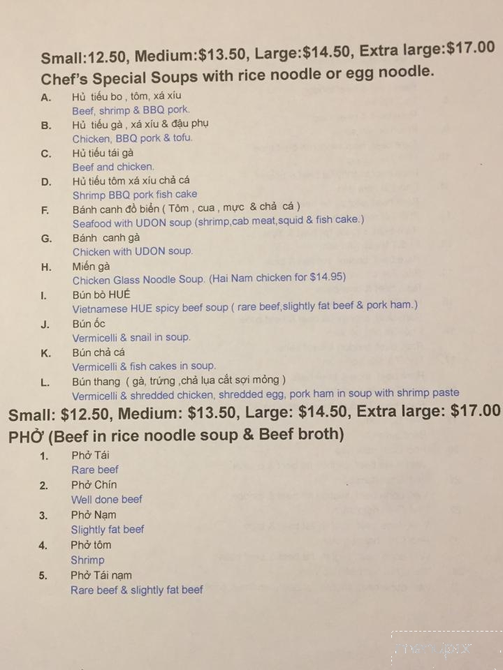 Pho Bac Oriental Cuisine - Ottawa, ON menu_pic