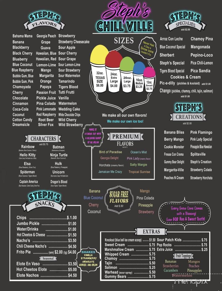 Steph's Chill-Ville - Grand Prairie, TX menu_pic