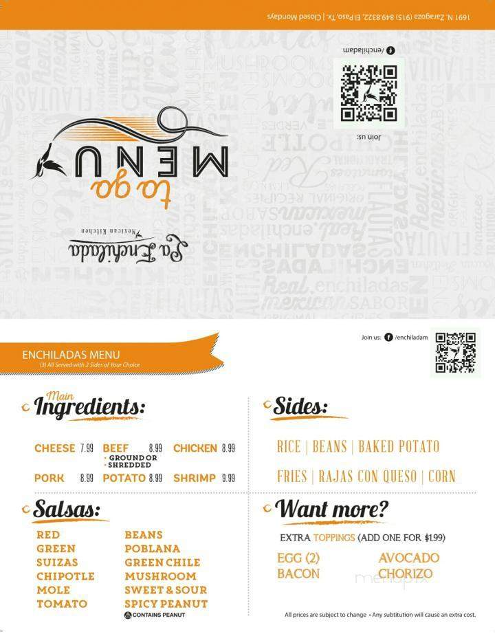 La Enchilada - El Paso, TX menu_pic