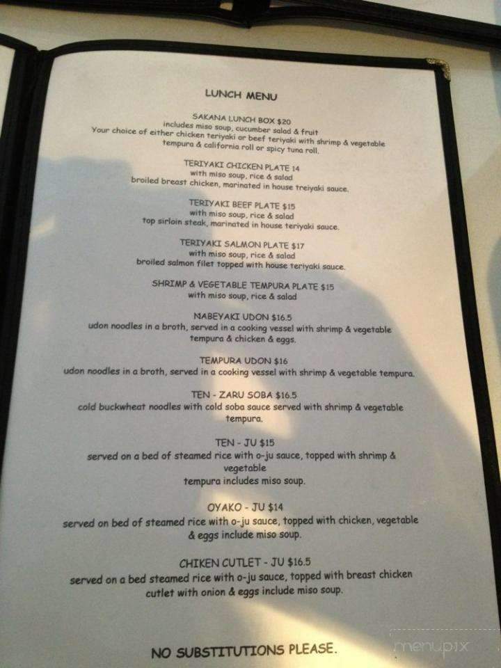 Sakana Sushi - Santa Barbara, CA menu_pic
