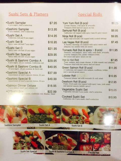 O'sushi Japanese Restaurant - Dearborn, MI menu_pic