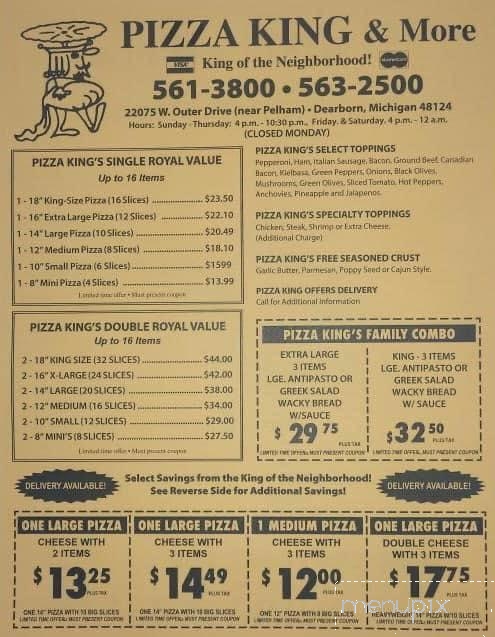 Pizza King - Dearborn, MI menu_pic