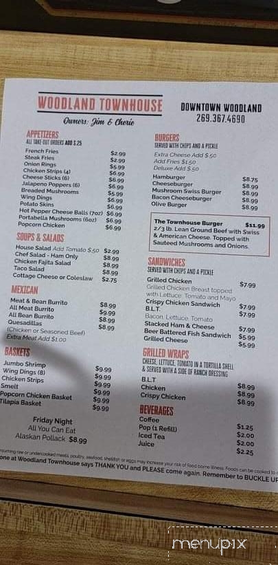 Woodland Townhouse - Woodland, MI menu_pic