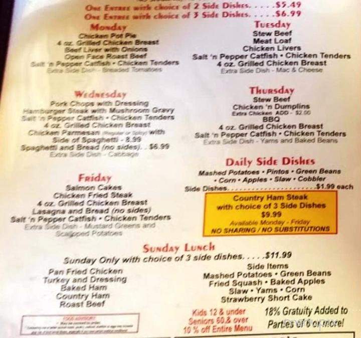 Winner Circle Restaurant - Jefferson, NC menu_pic