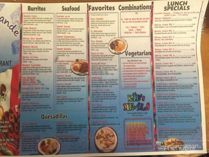 El Azul Grande - Prestonsburg, KY menu_pic