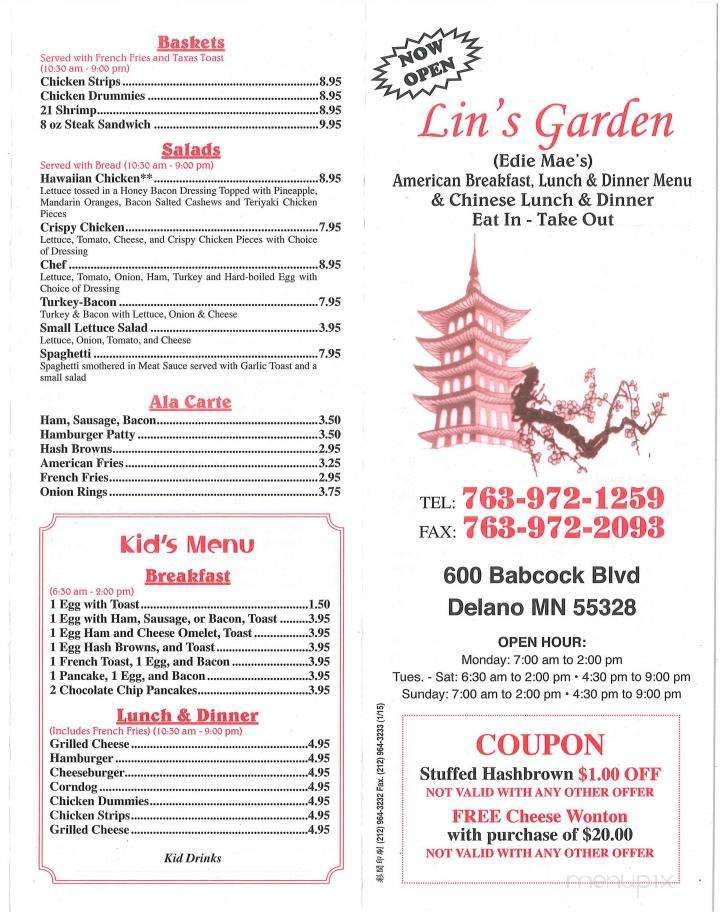 Menu Of Lin S Garden In Delano Mn 55328