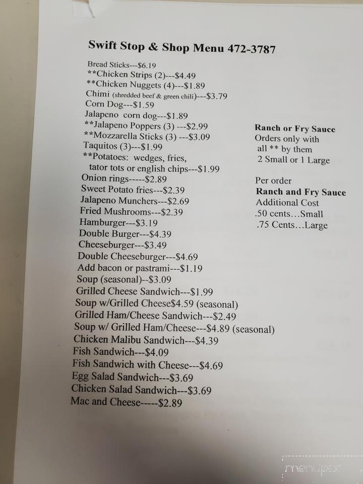 Swift Stop & Shop - Helper, UT menu_pic