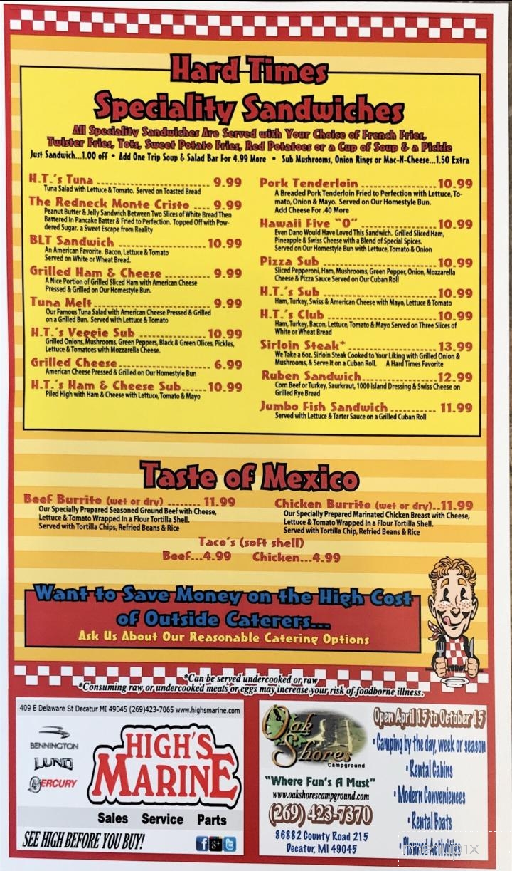 Hard Times Family Restaurant - Decatur, MI menu_pic