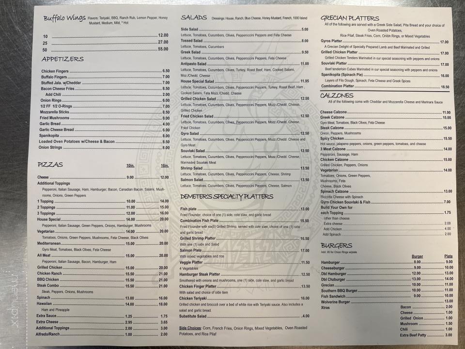 Demeter's - Woodruff, SC menu_pic