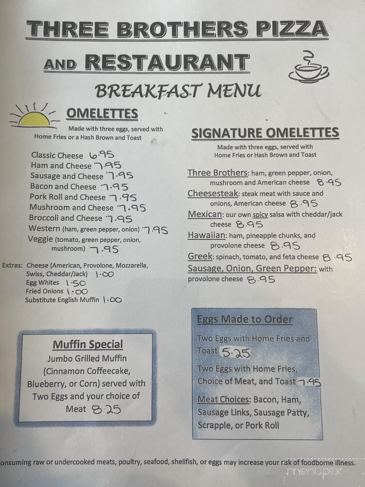 Three Brothers Pizza & Restaurant - Nazareth, PA menu_pic
