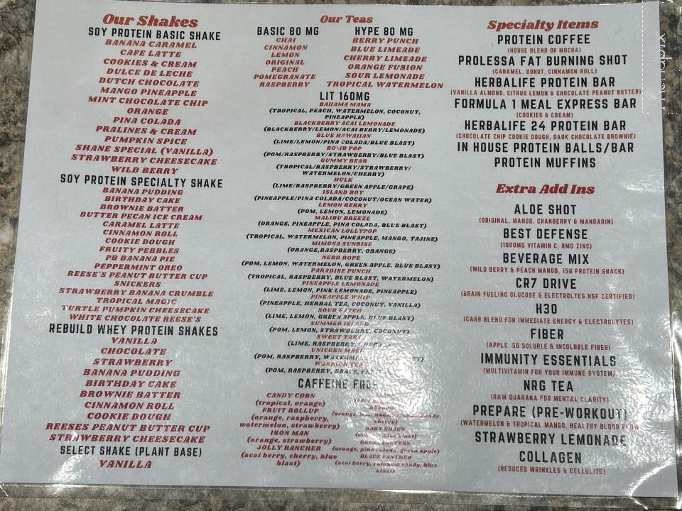 One Step Forward Nutrition - Suffolk, VA menu_pic