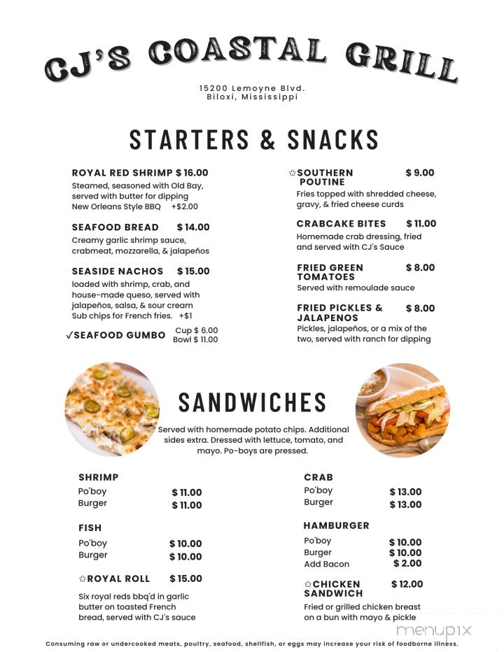 CJ's Coastal Grill - Biloxi, MS menu_pic