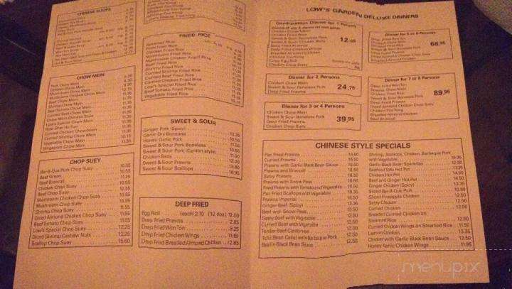 Low's Garden Restaurant - Duncan, BC menu_pic