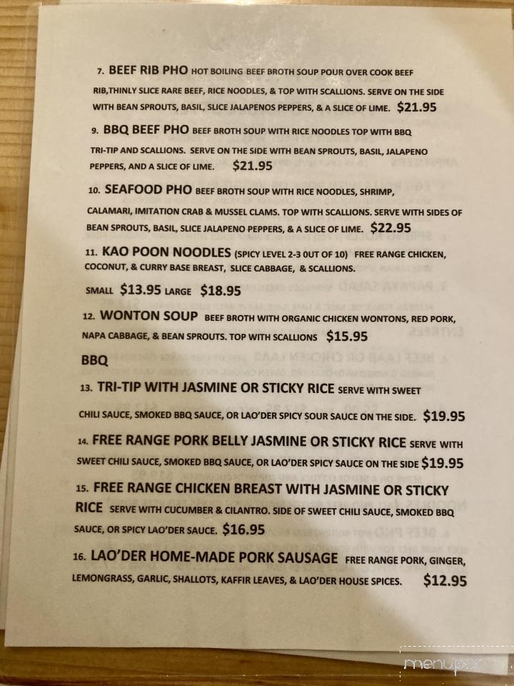 Laoder Phets Kitchen Farm To Table - Weed, CA menu_pic