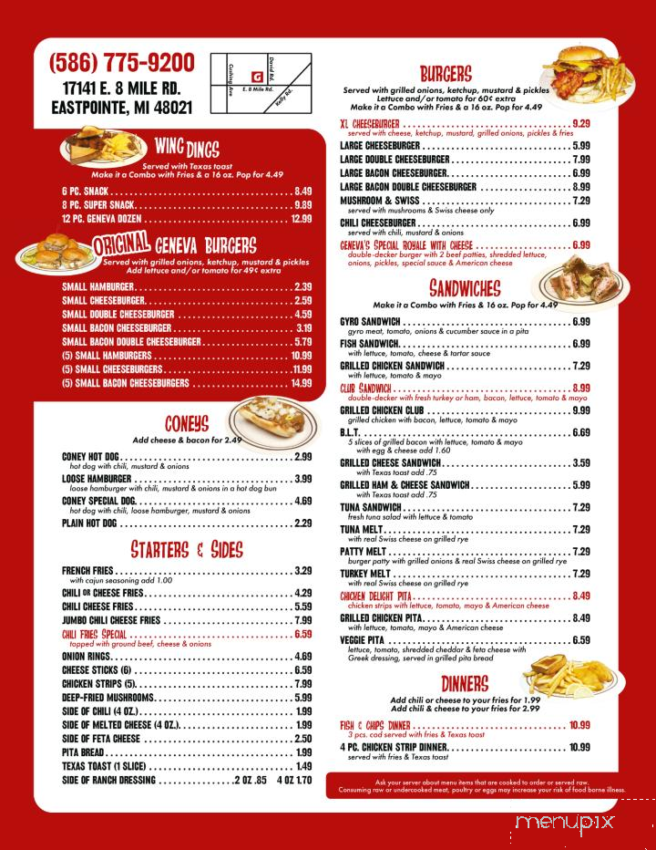 Geneva's Burgers - Eastpointe, MI menu_pic