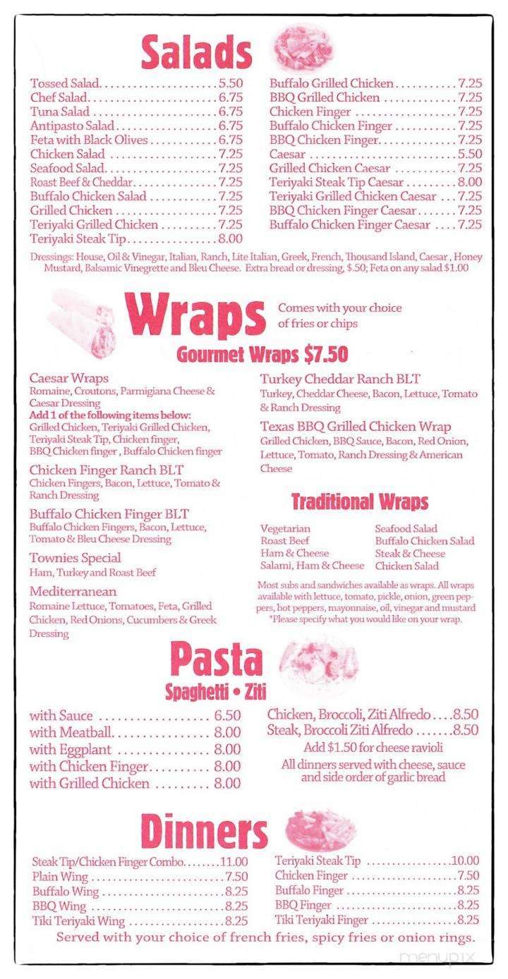 Townies Pizza - Hampstead, NH menu_pic