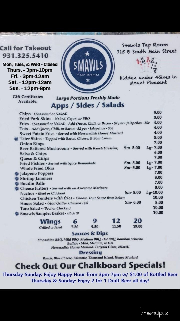 Smawls Taproom - Mt Pleasant, TN menu_pic
