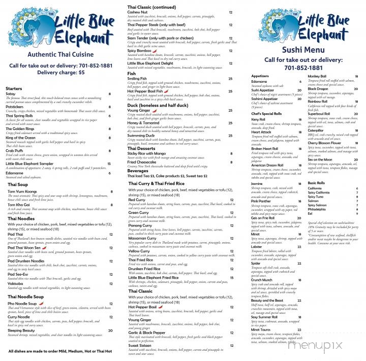 Little Blue Elephant - Minot, ND menu_pic
