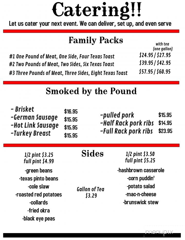 Texas Pit BBQ - Angier, NC menu_pic
