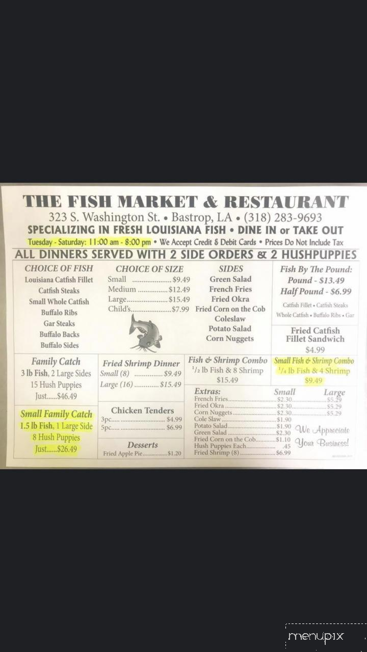 The Fish Market Restaurant - Bastrop, LA menu_pic