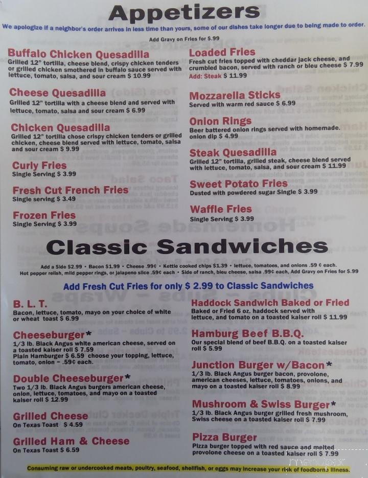 Juniata Junction Restaurant - Mifflintown, PA menu_pic