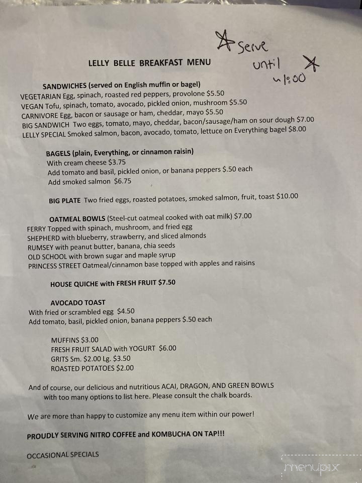 LellyBelle Community Cafe - Shepherdstown, WV menu_pic