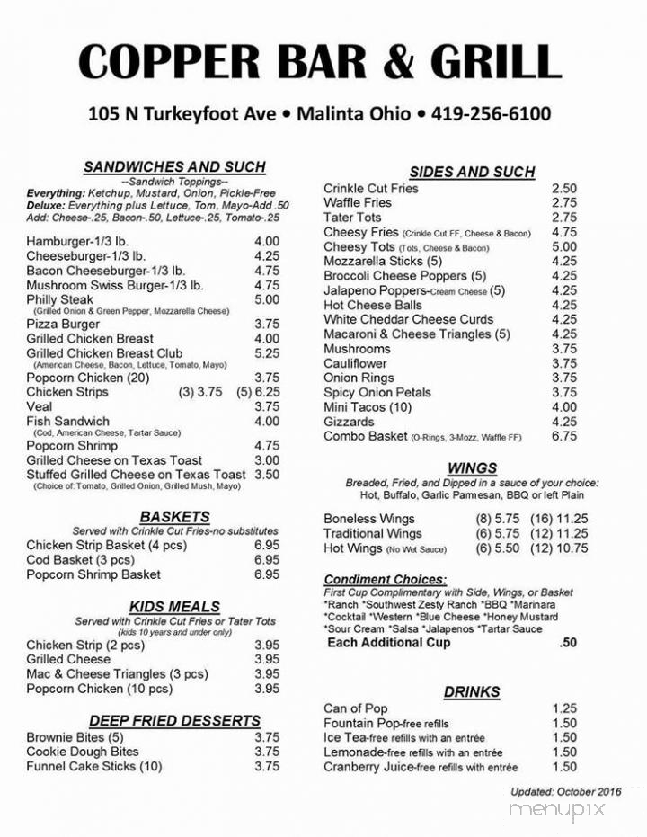 Copper Bar & Grill - Malinta, OH