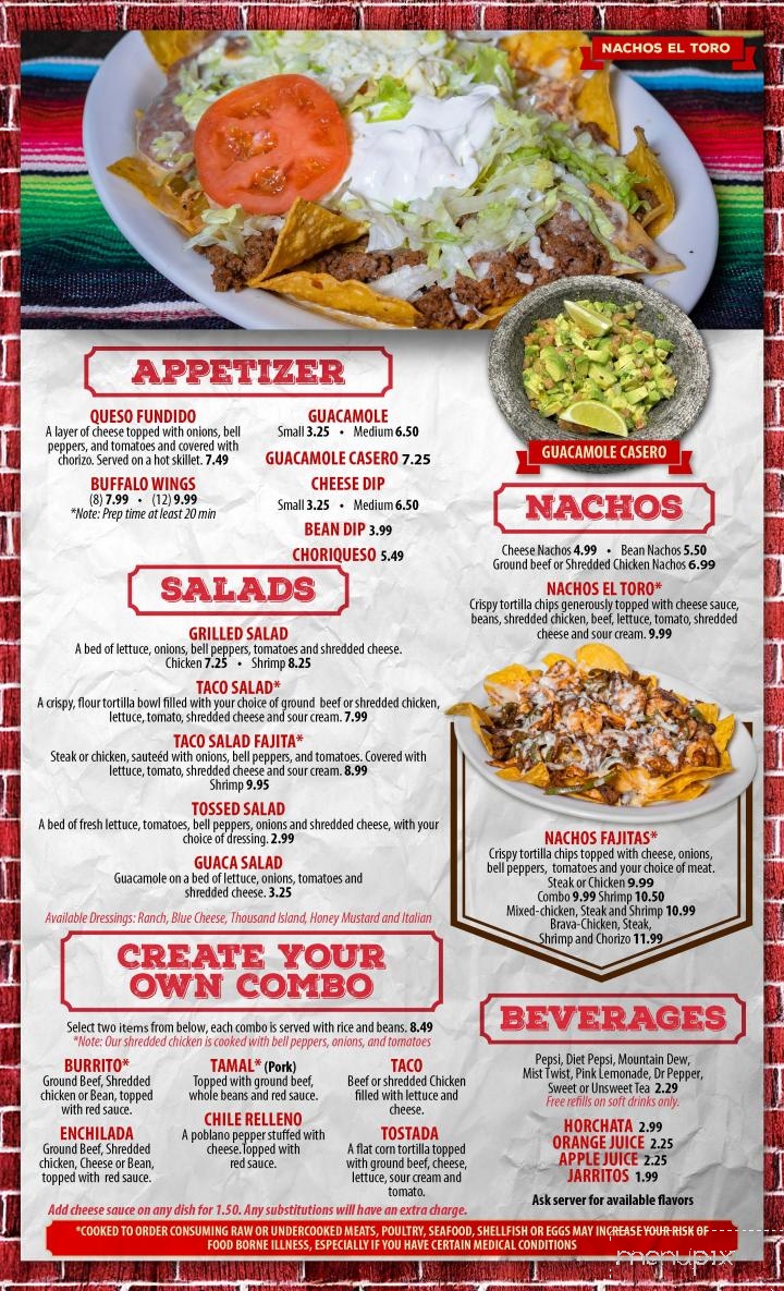 El Toro De Don Jose Mexican Restaurant - Clarksville, TN menu_pic