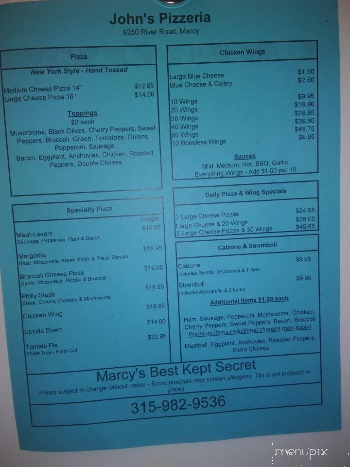 John's Pizzeria - Marcy, NY menu_pic